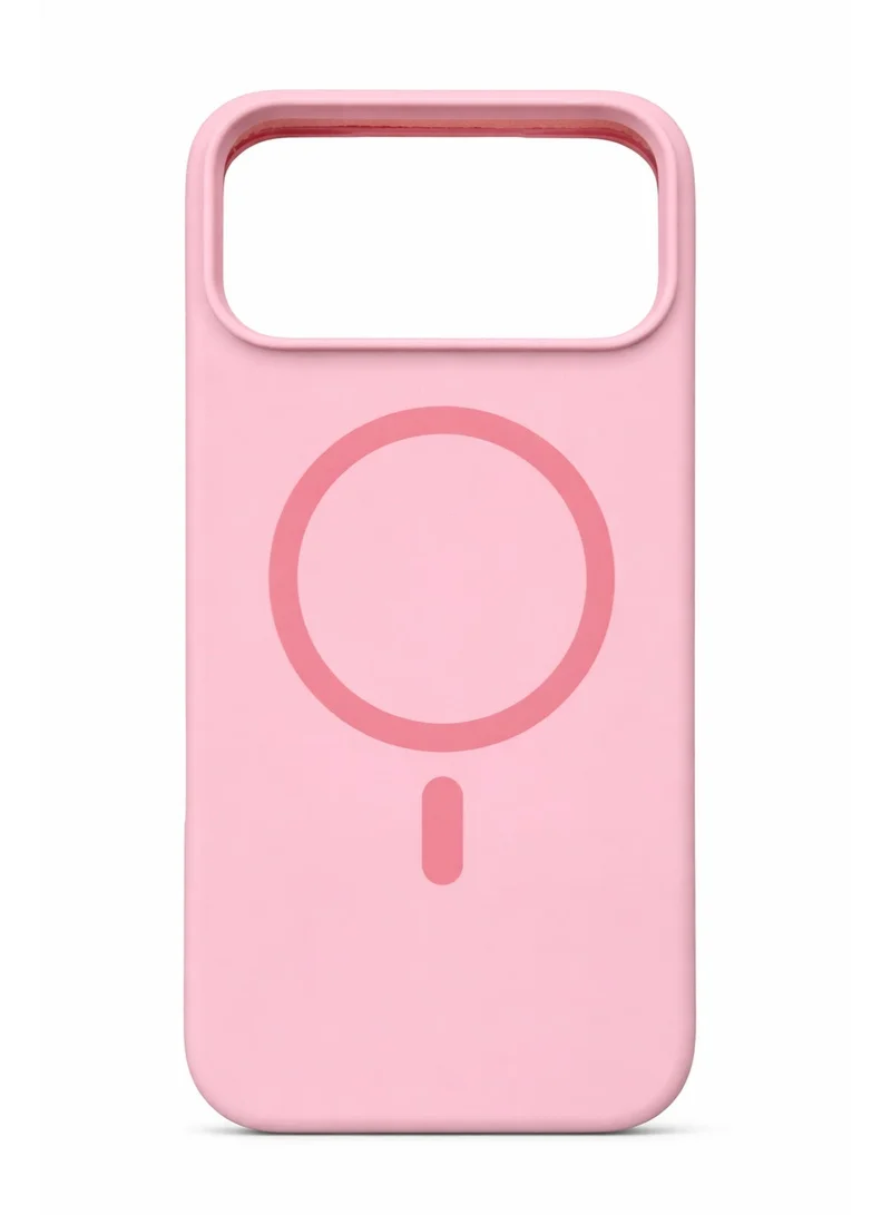 Mobcos Mobcos iPhone 17 Pro Pink Elite Ring Premium Silicone Magnetic Wireless Charging Case for iPhone | Silky Soft Touch | Military-Grade Shockproof Protection | Strong Magnetic Compatibility | Luxury Slim Cover